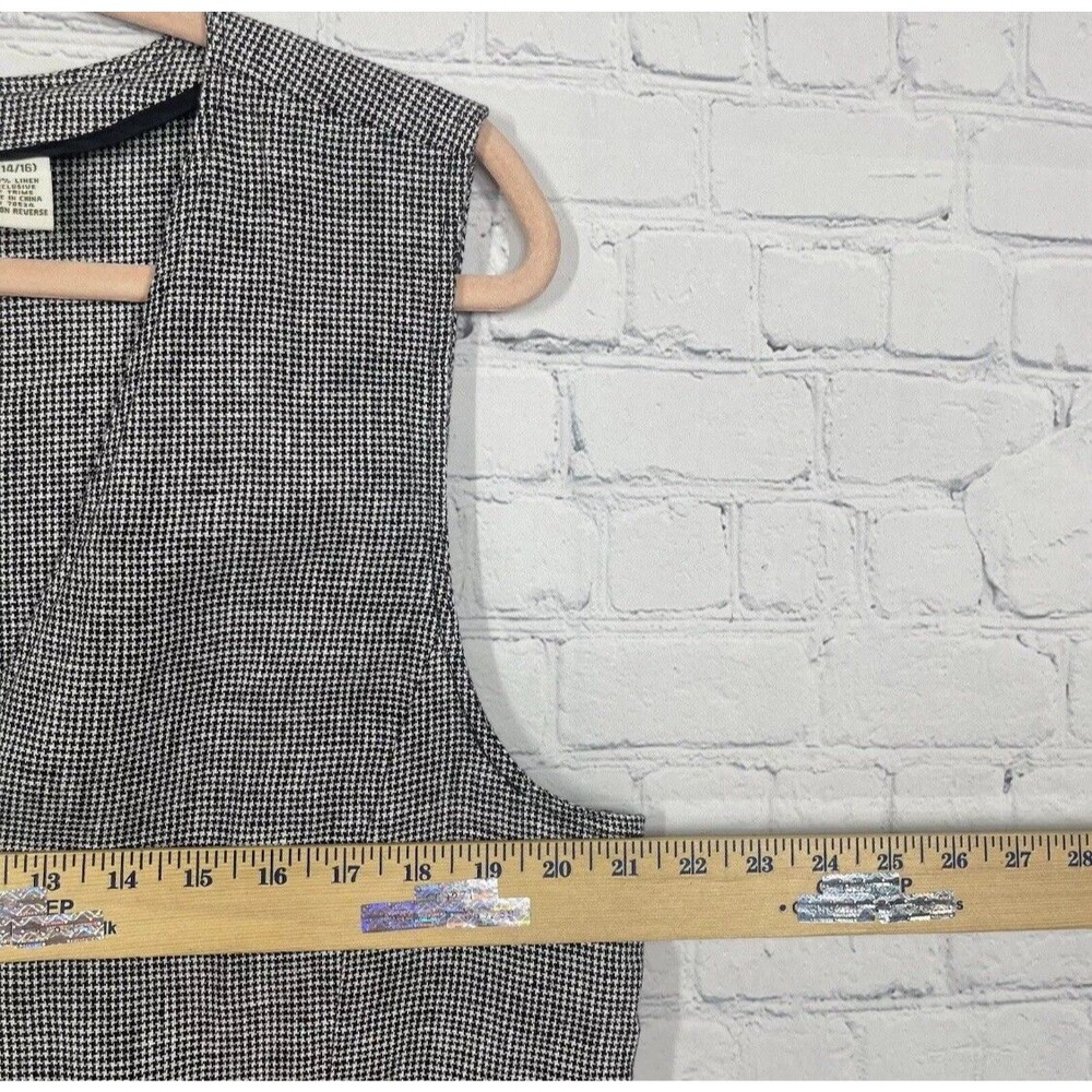 Vintage Orvis Blouse Women's Large 16 100% Linen Plaid Button Cottage Beach Top - Picture 7 of 9